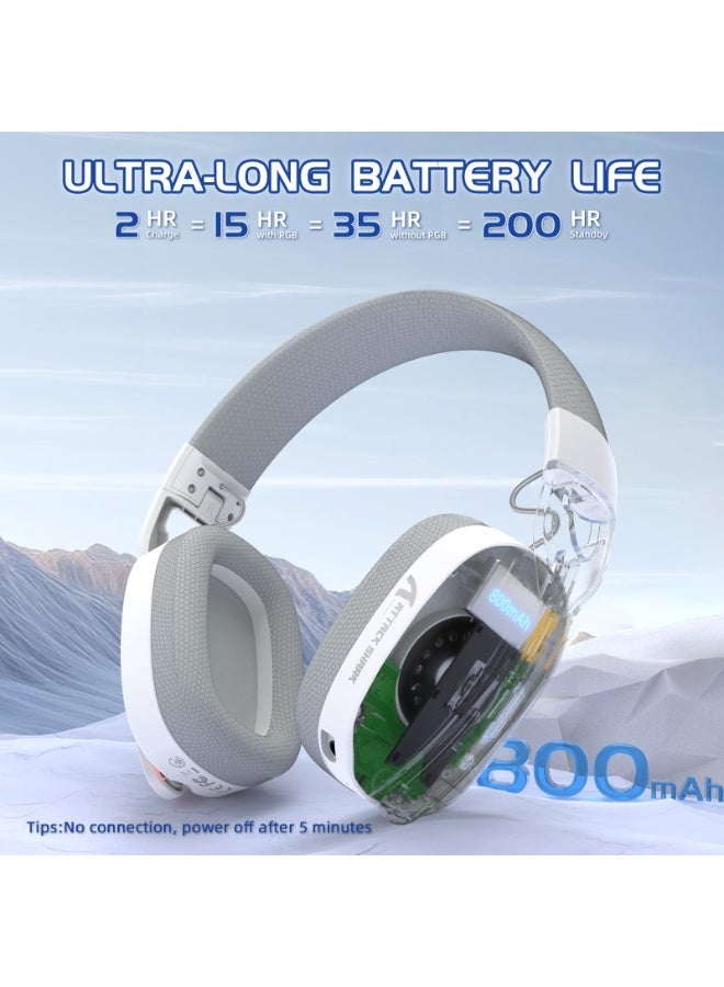 هجوم القرش سماعة ألعاب لاسلكية L90 RGB لأجهزة PS4/PS5/PC/Xbox، سماعة ألعاب بلوتوث 2.4 جيجاهرتز مع ميكروفون، خفيفة الوزن، قابلة للطي، قابلة للتخصيص عبر البرنامج - أبيض - Image 4